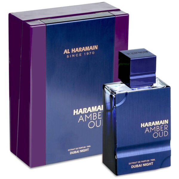 Al HARAMAIN AMBER OUD DUBAI NIGHT es una fragancia femenina. Notas de salida: bergamota, resina de elemí y azafrán. Notas de corazon: rosa búlgara, lirio de los valles y laúd. Notas de fondo: ambar, musgo de roble, Haba tonka y almizcle blanco.